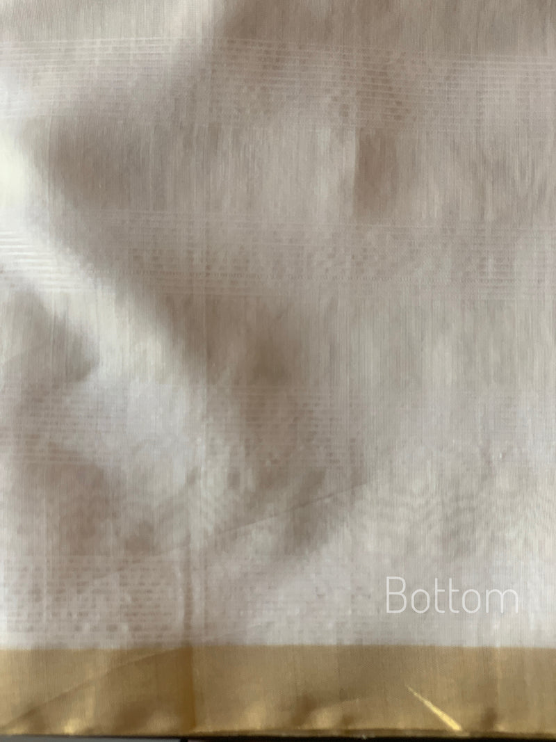 Plaid in White - Handloom Chanderi Dress Material