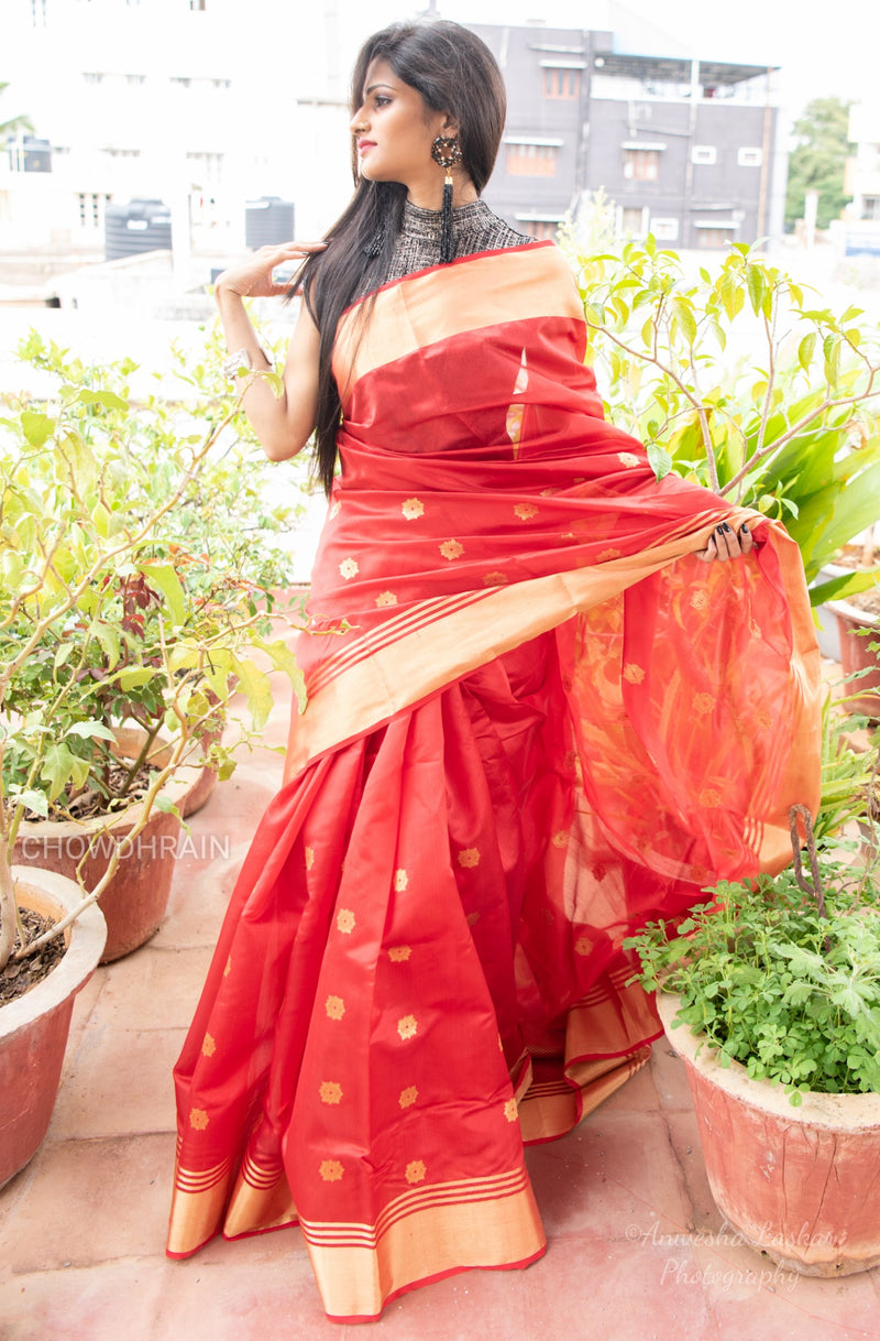 Anemone Pure Silk Chanderi Saree ChanderiKiChowdhrain Saree 12800.00 Chowdhrain