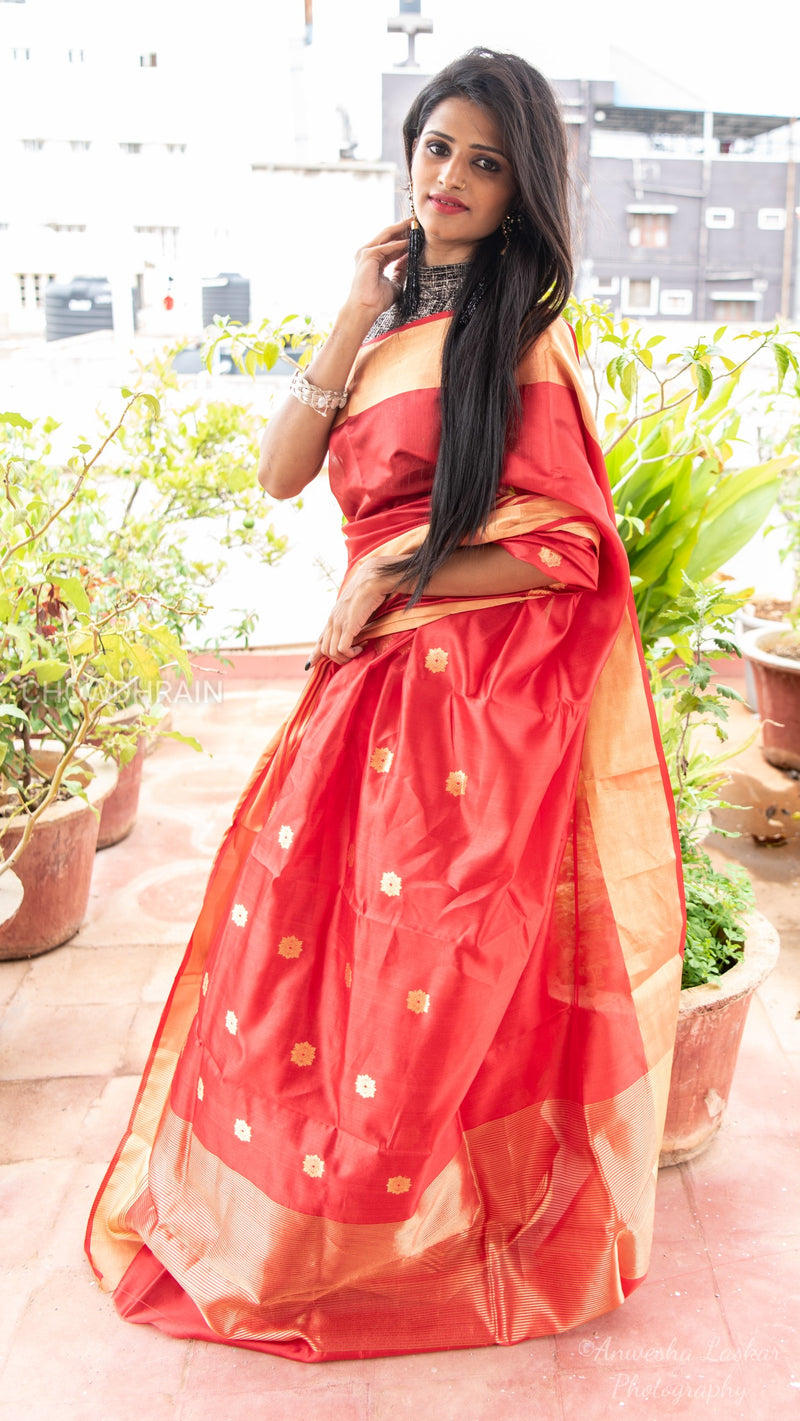 Anemone Pure Silk Chanderi Saree ChanderiKiChowdhrain Saree 12800.00 Chowdhrain