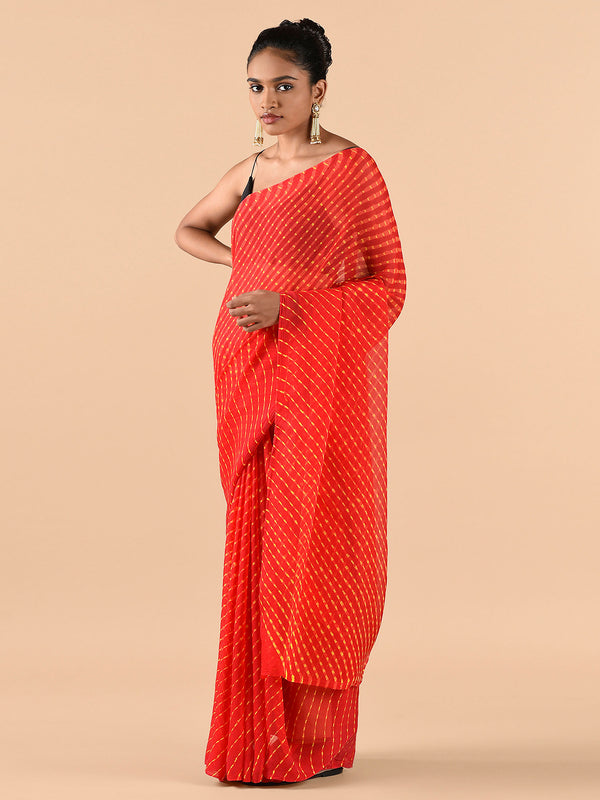 Red Leheriya saree