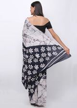 Black batik mul cotton saree